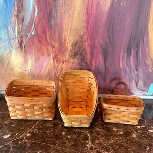 Longaberger Tan Woven Basket Trio